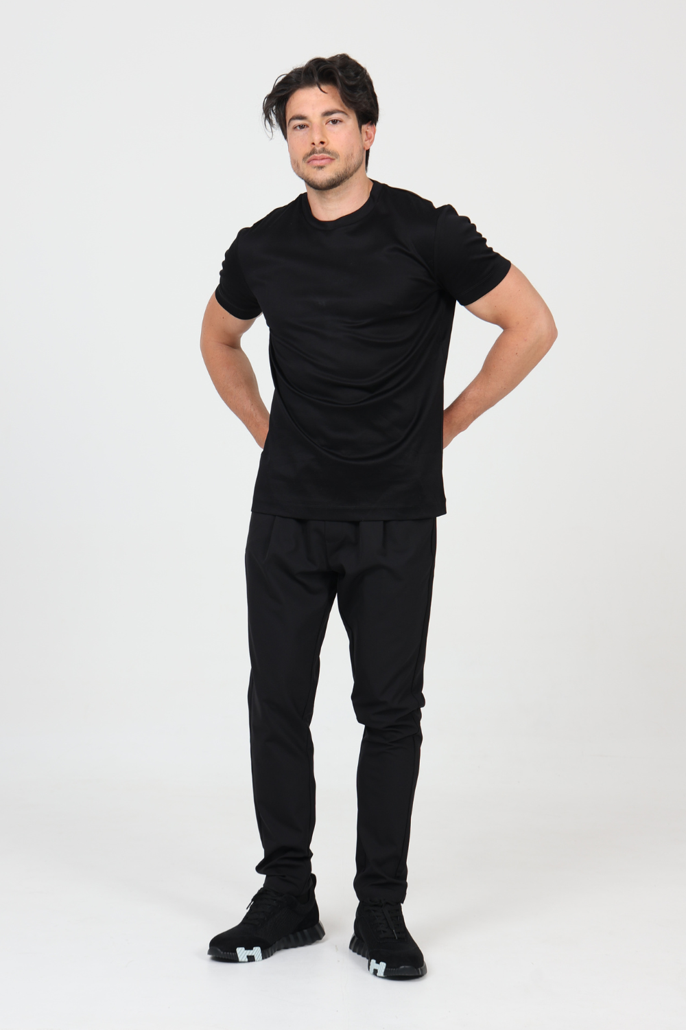 BLACK MERCERIZED T-SHIRT