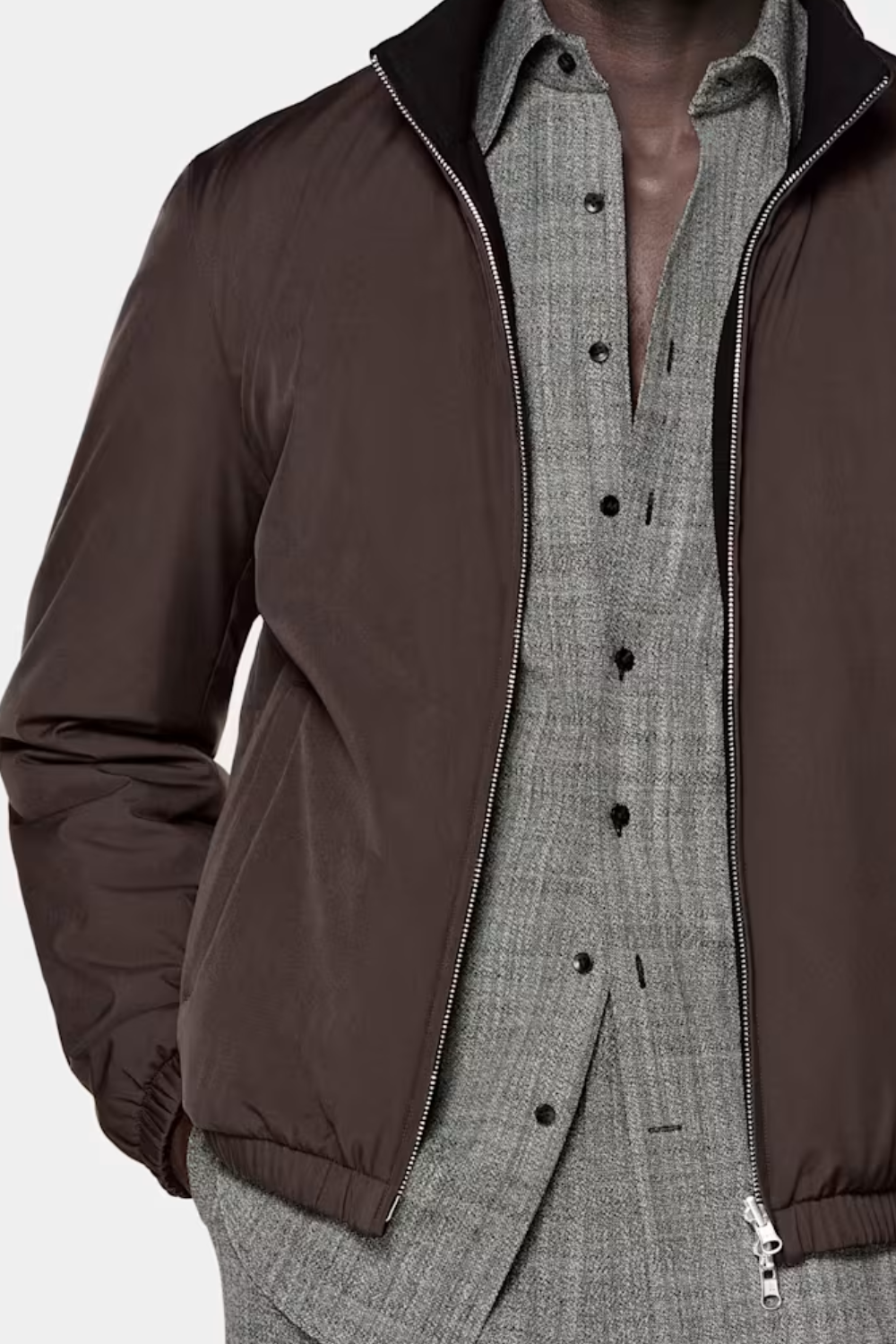 BROWN REVERSIBLE BOMBER JACKET