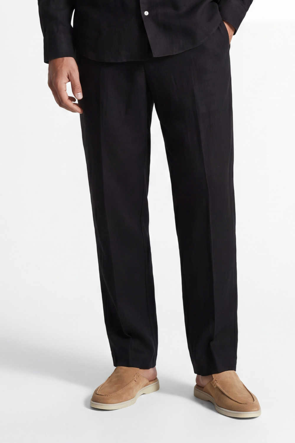 Black Linen Relaxed Pants