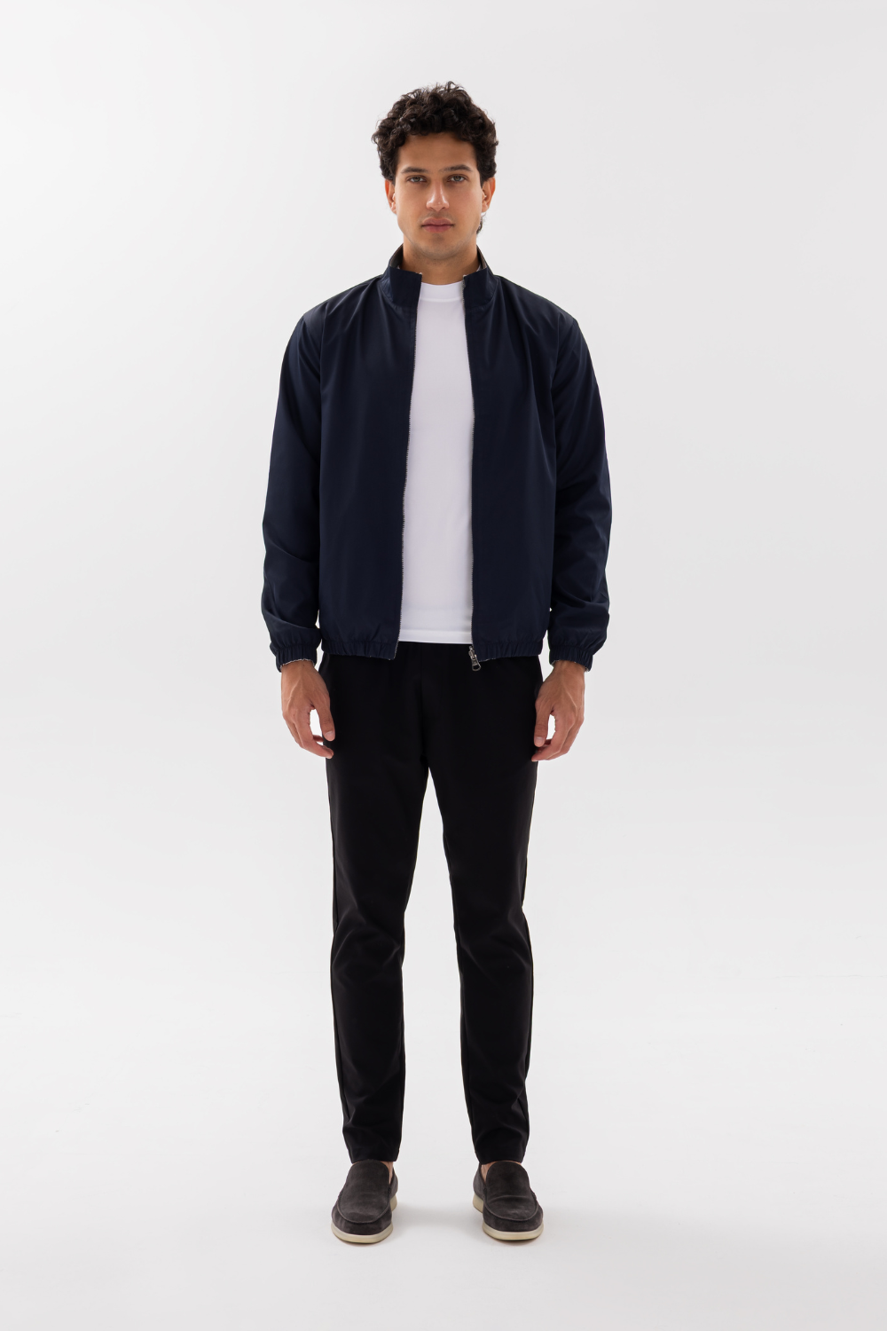 NAVY REVERSIBLE BOMBER JACKET