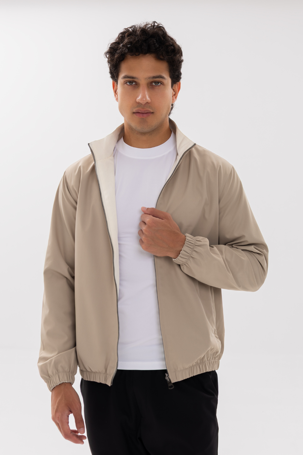 TAUPE REVERSIBLE BOMBER JACKET