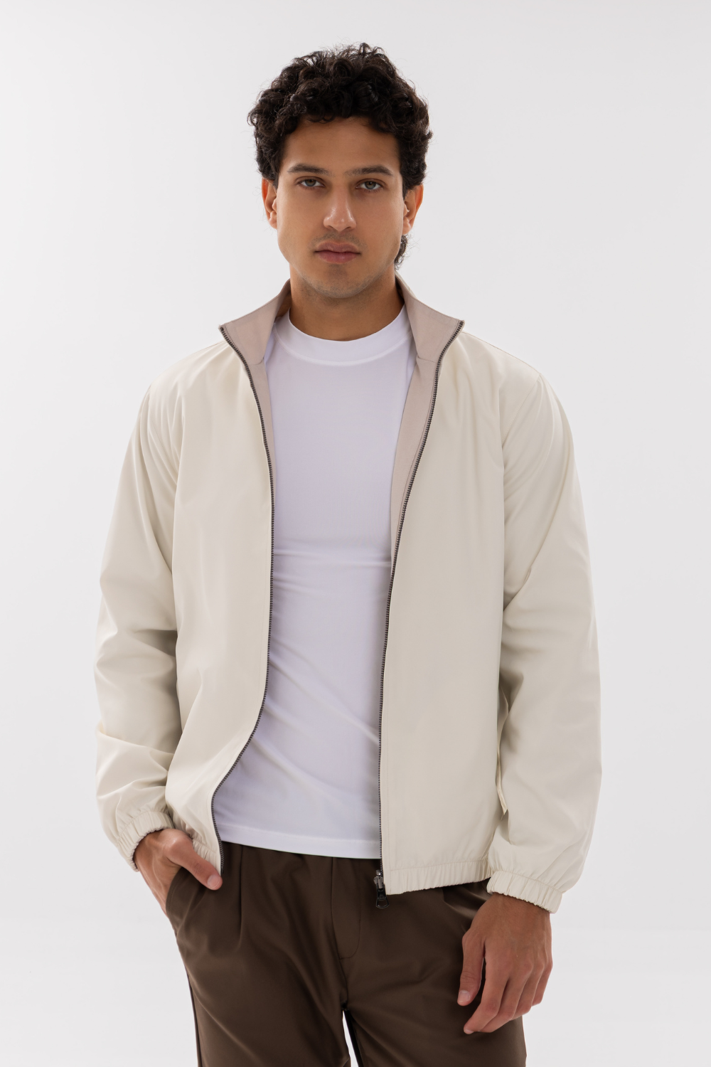 IVORY REVERSIBLE BOMBER JACKET