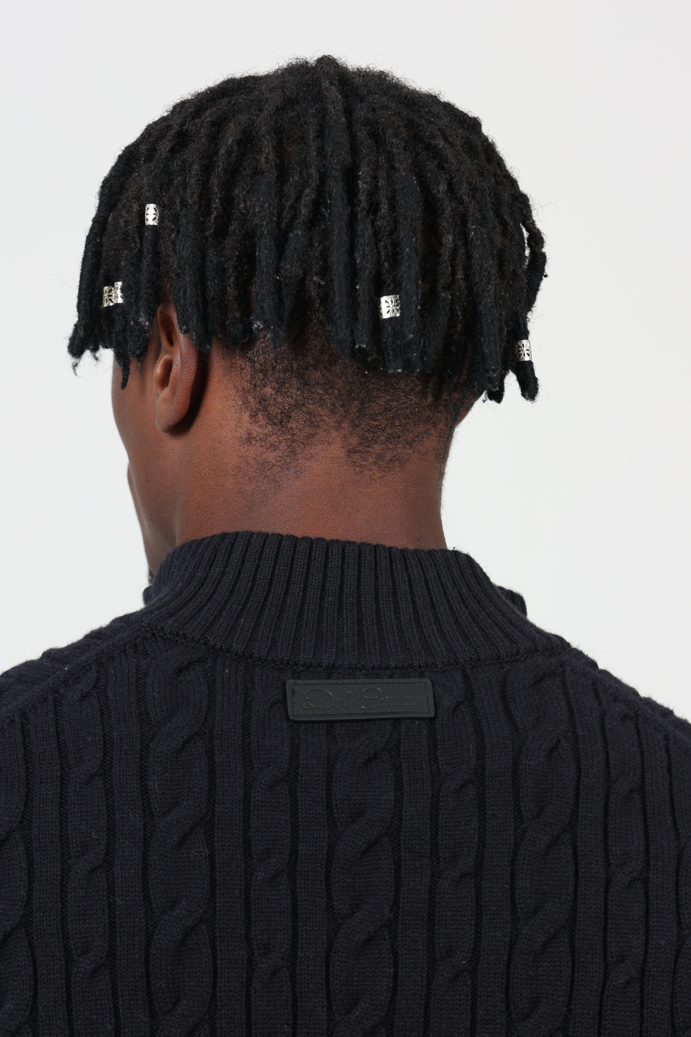 BLACK CASHMERE CABLE KNIT FULL ZIP