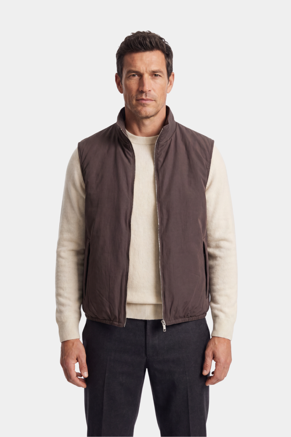 Brown Light Padded Zip Vest