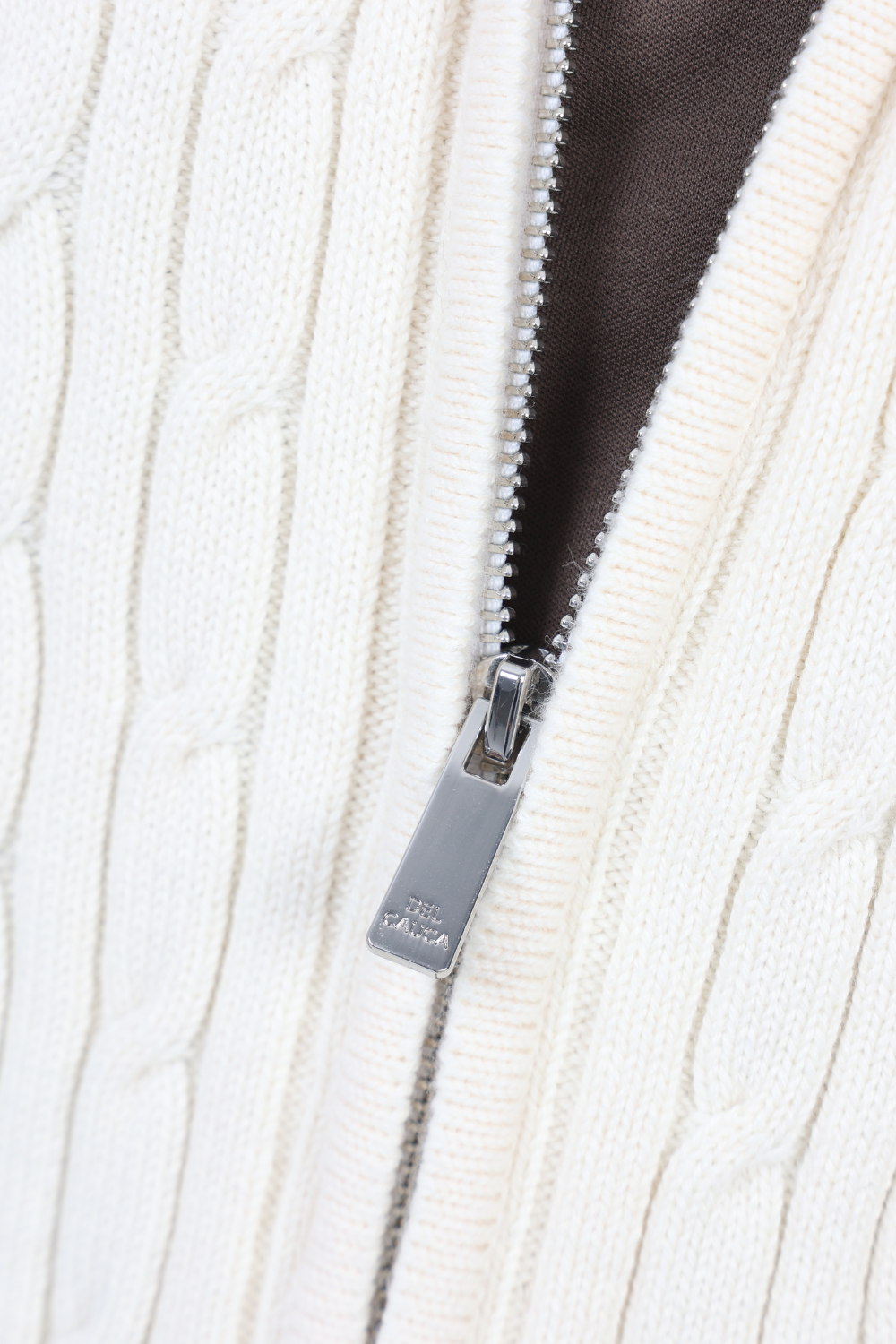 IVORY CASHMERE CABLE KNIT FULL ZIP