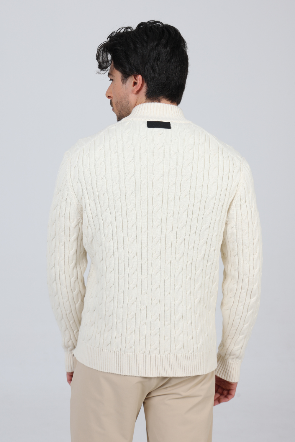 IVORY CASHMERE CABLE KNIT FULL ZIP
