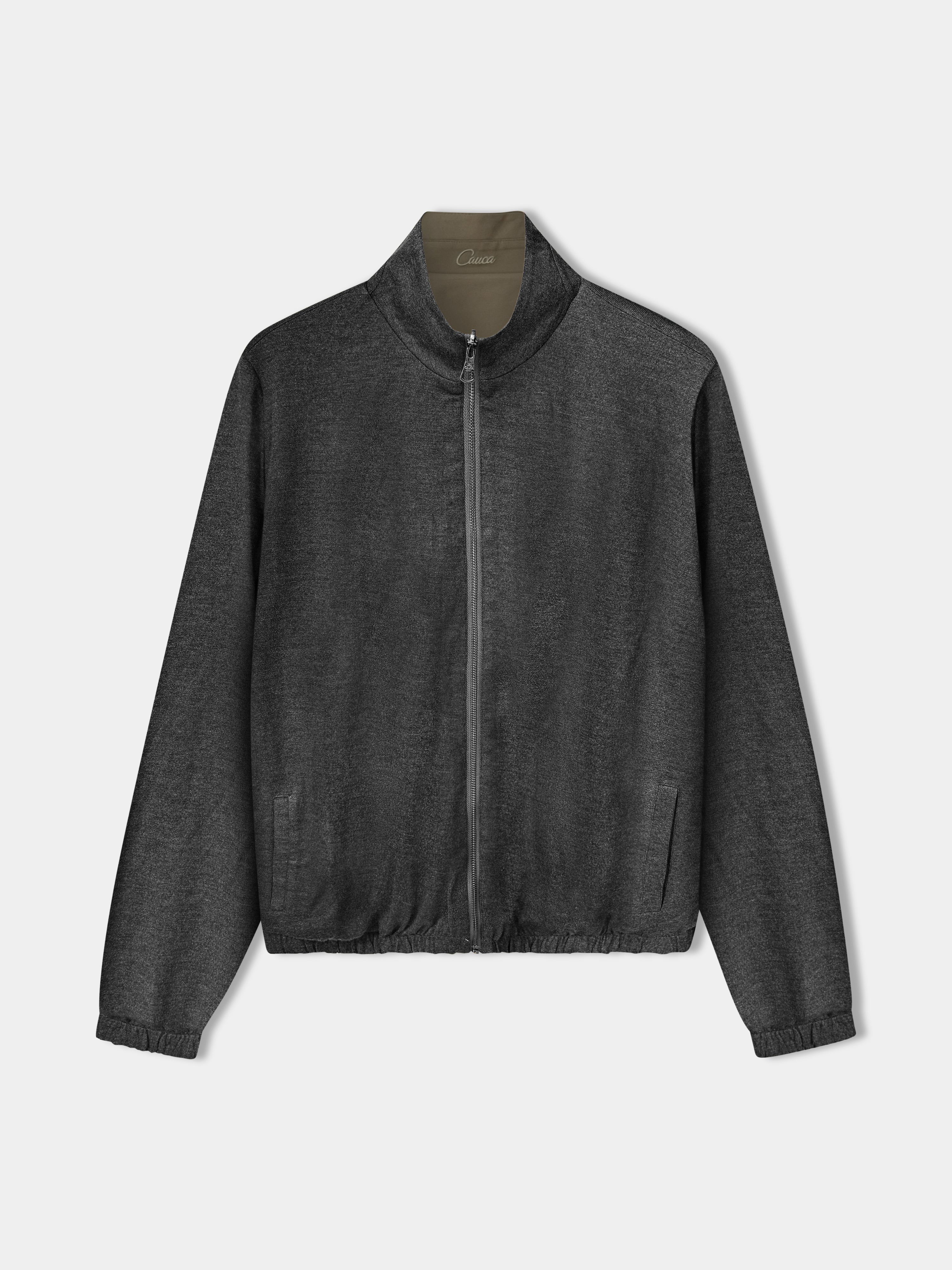 Light Taupe Reversible Bomber Jacket