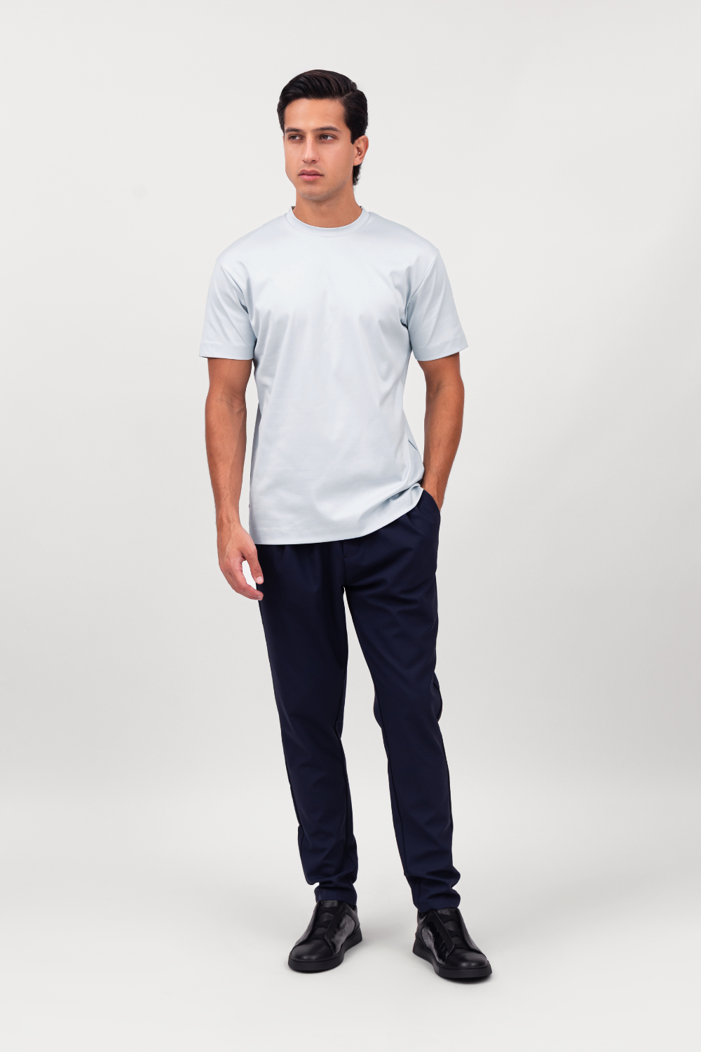 LIGHT BLUE MERCERIZED T-SHIRT