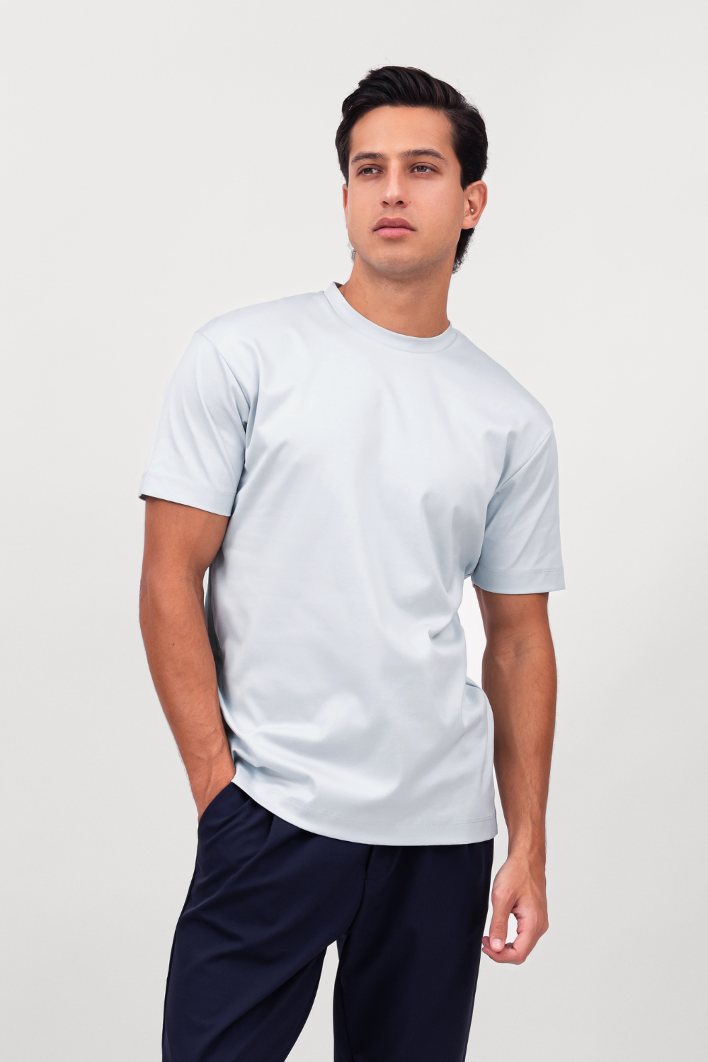 LIGHT BLUE MERCERIZED T-SHIRT