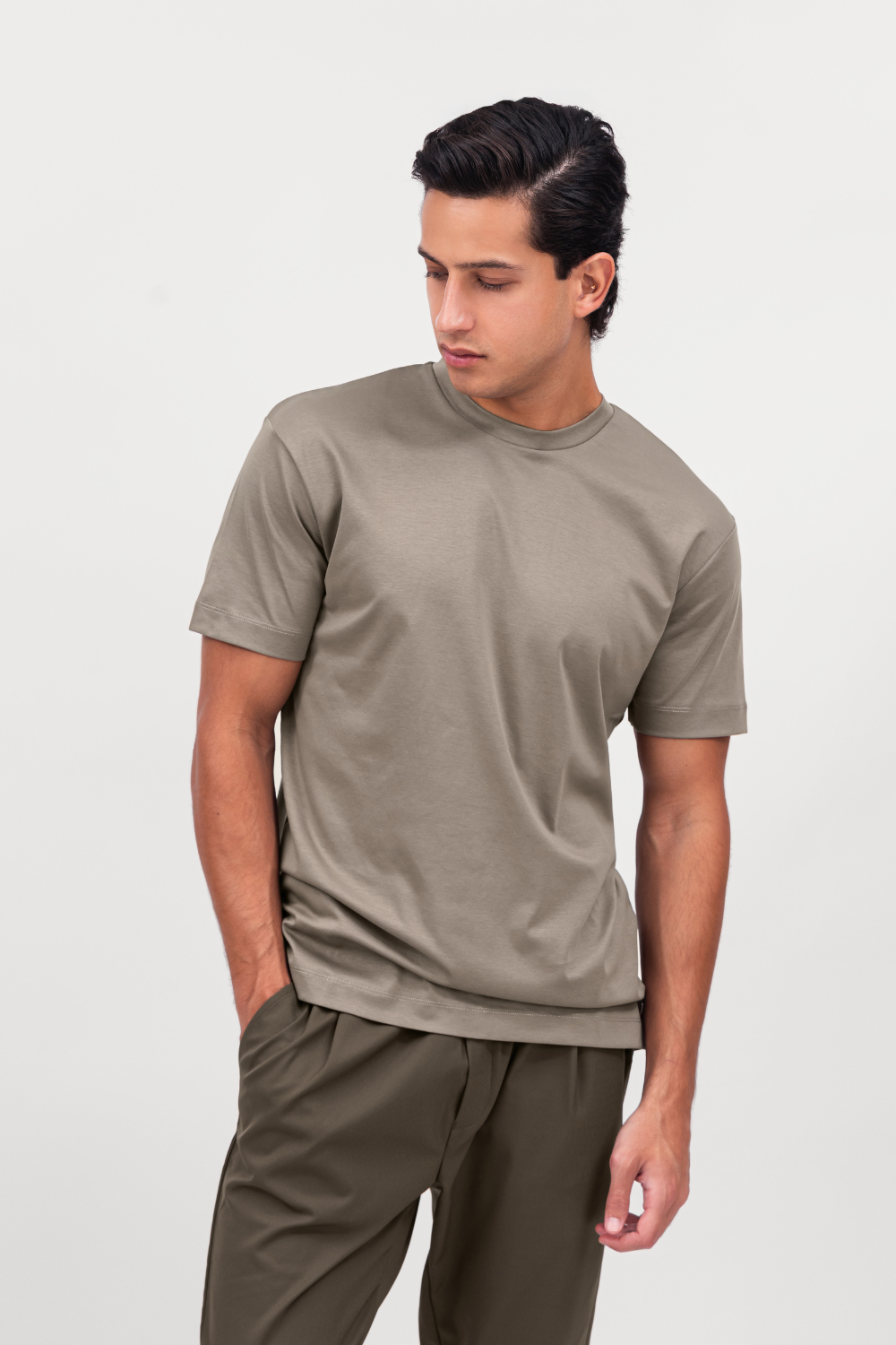TAUPE MERCERIZED T-SHIRT