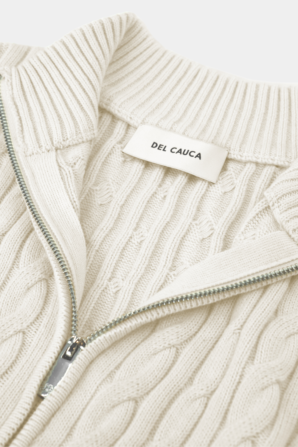 IVORY CASHMERE CABLE KNIT FULL ZIP