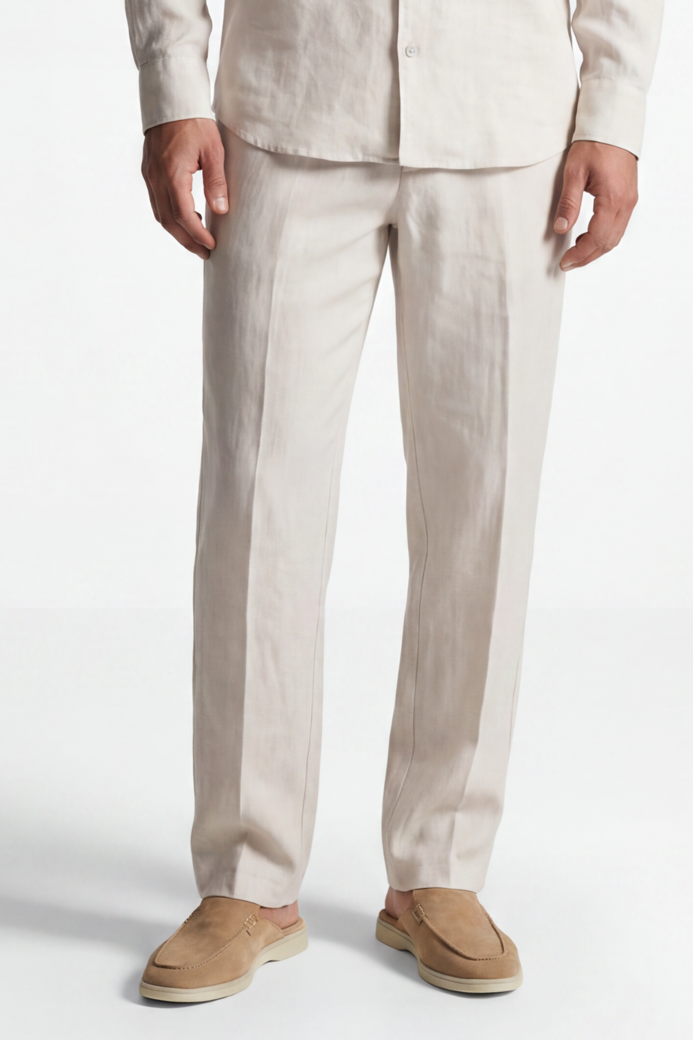 Ivory Linen Relaxed Pants
