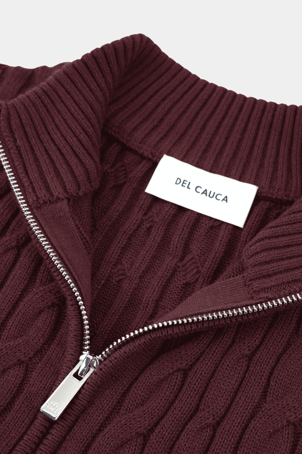 BURGUNDY CASHMERE CABLE KNIT FULL ZIP