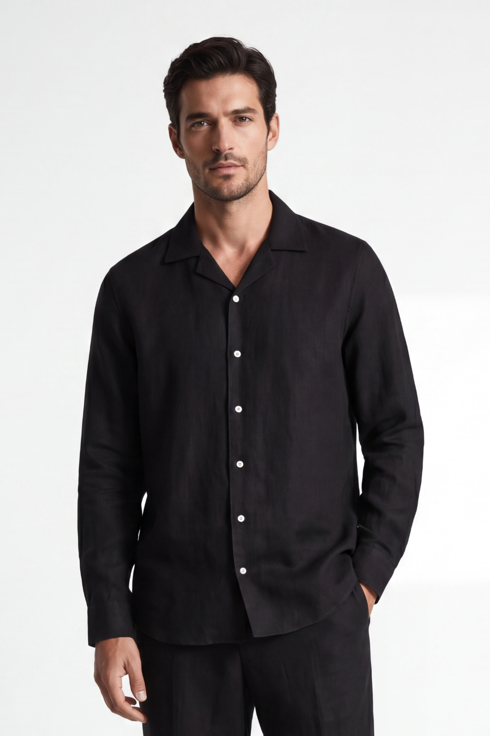 Black Linen Relaxed Shirt