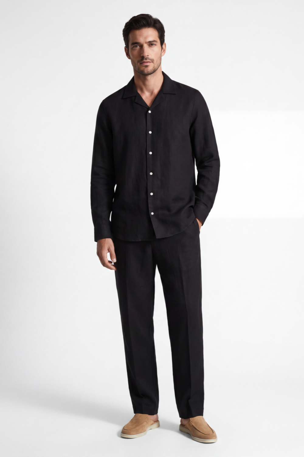 Black Linen Relaxed Shirt