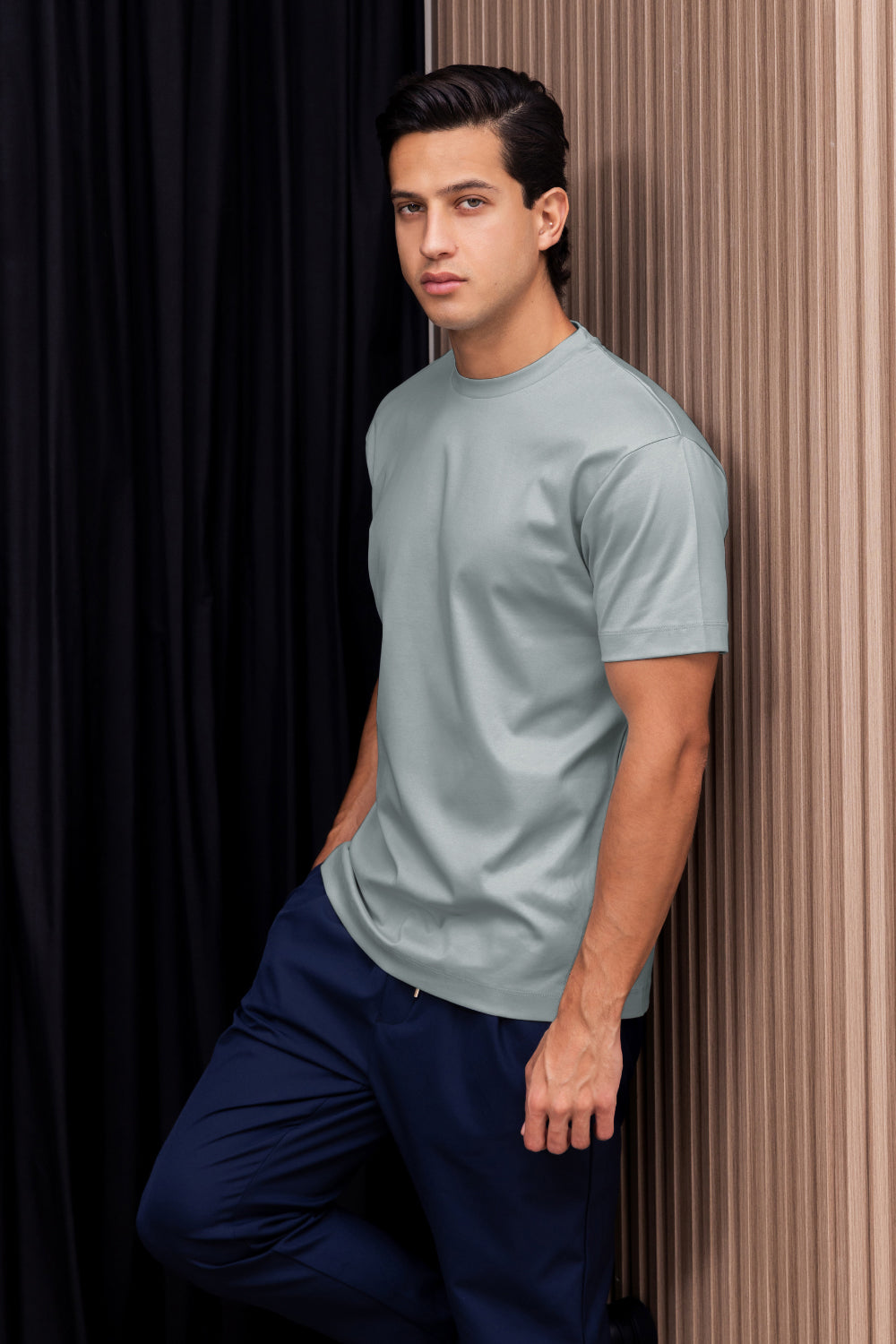 LIGHT BLUE MERCERIZED T-SHIRT