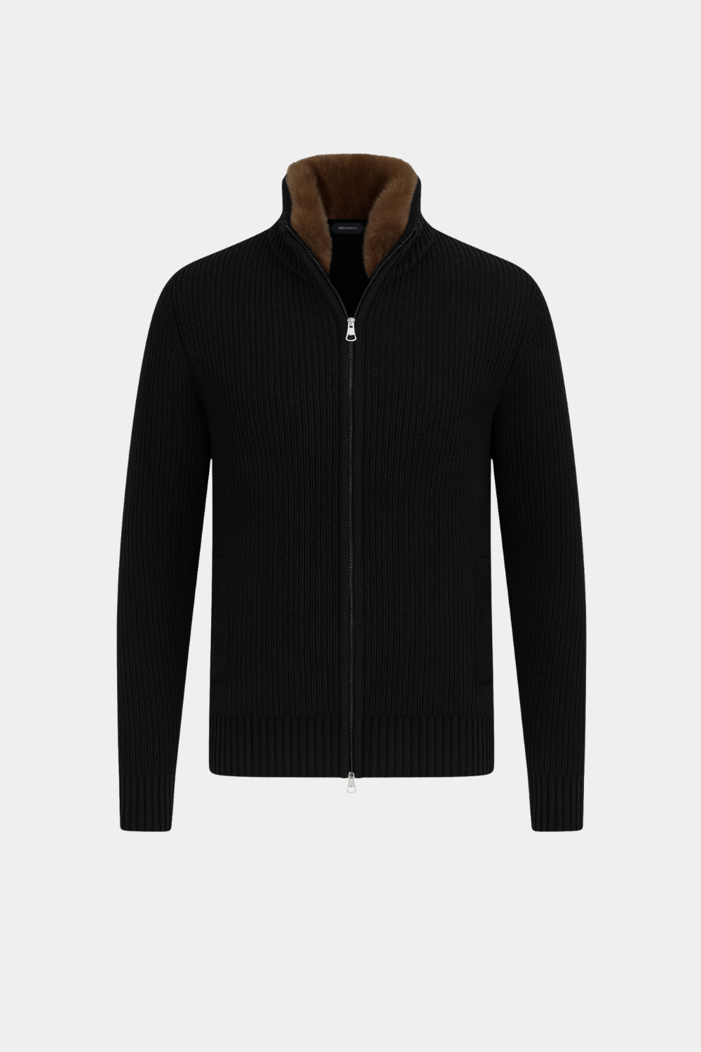 Black Fur Collar Wool Full Zip | Del Cauca