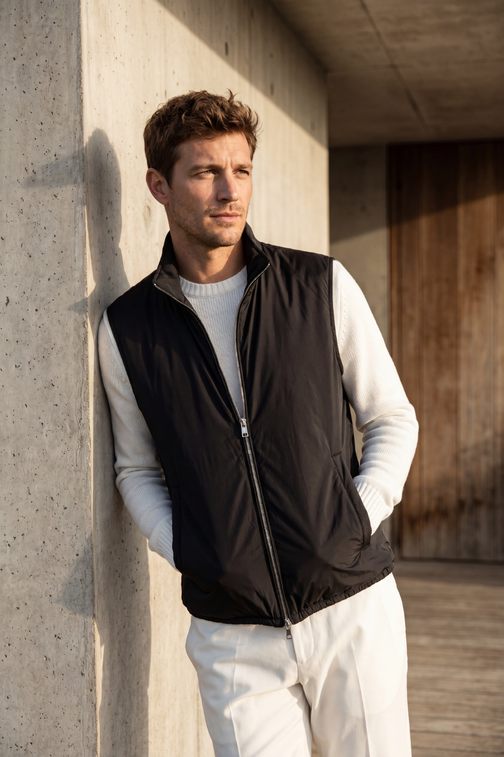 Black Light Padded Zip Vest