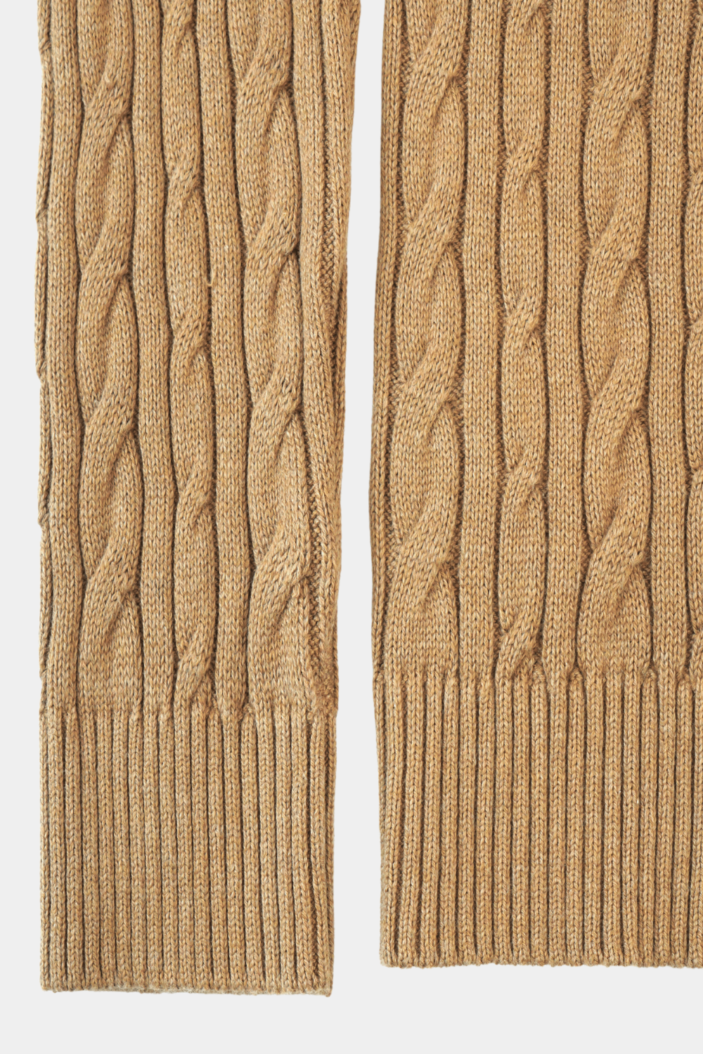 CAMEL CASHMERE CABLE KNIT FULL ZIP