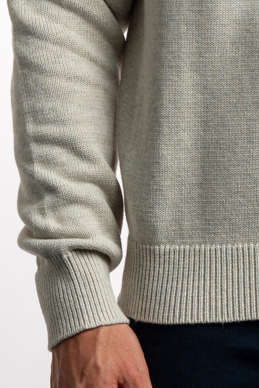 HEATHER GREY QUARTER ZIP SWEATER