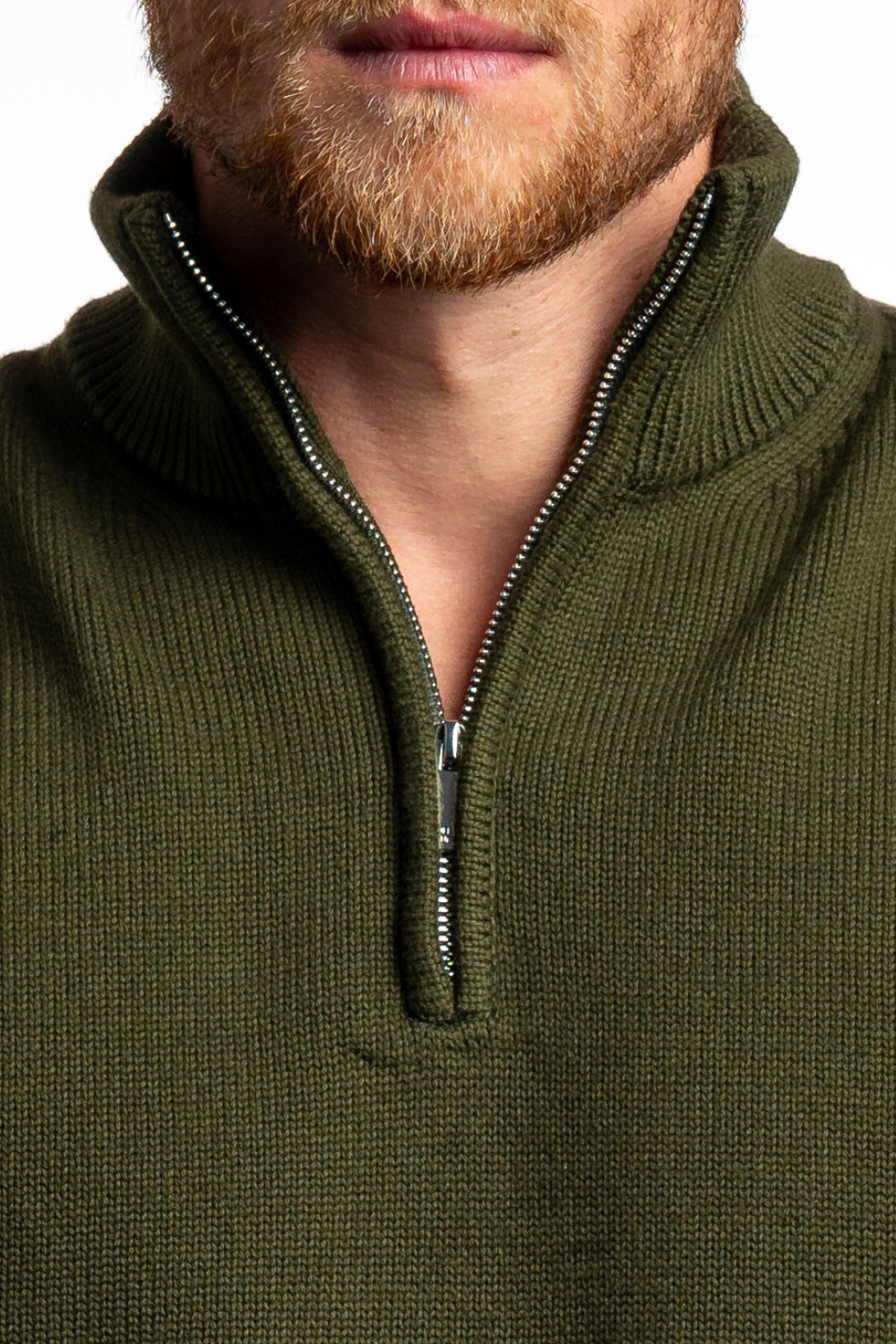 OLIVE GREEN QUARTER ZIP SWEATER