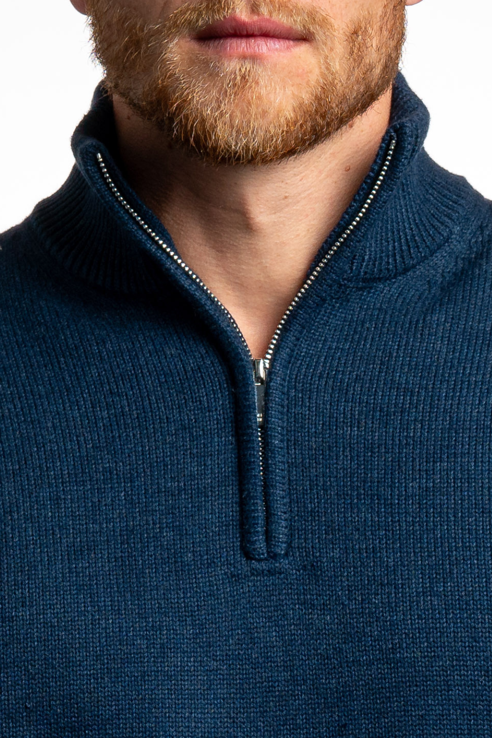 NAVY BLUE QUARTER ZIP SWEATER