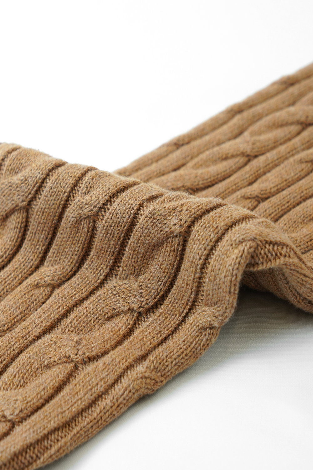 CAMEL CASHMERE CABLE KNIT FULL ZIP