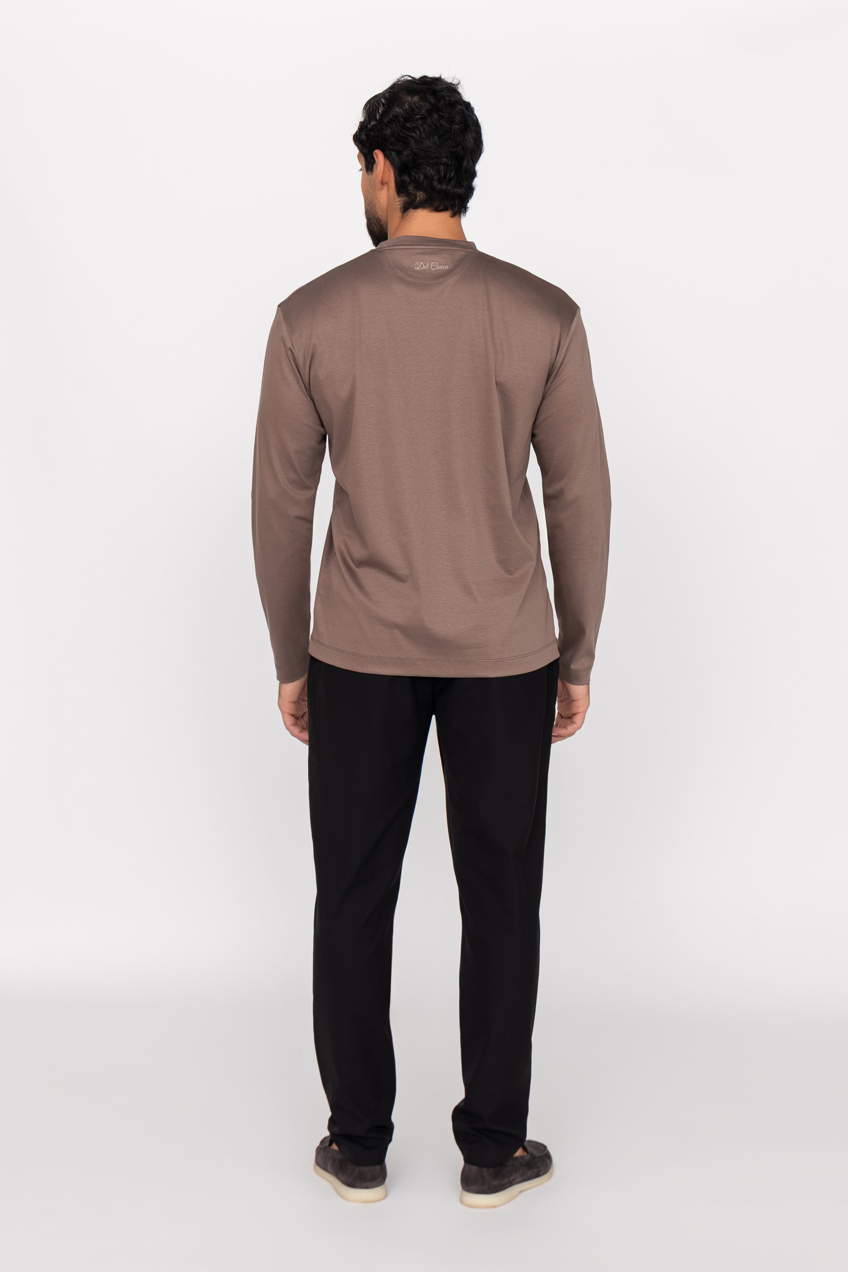 Mocha Cotton-Silk Longsleeve T-shirt
