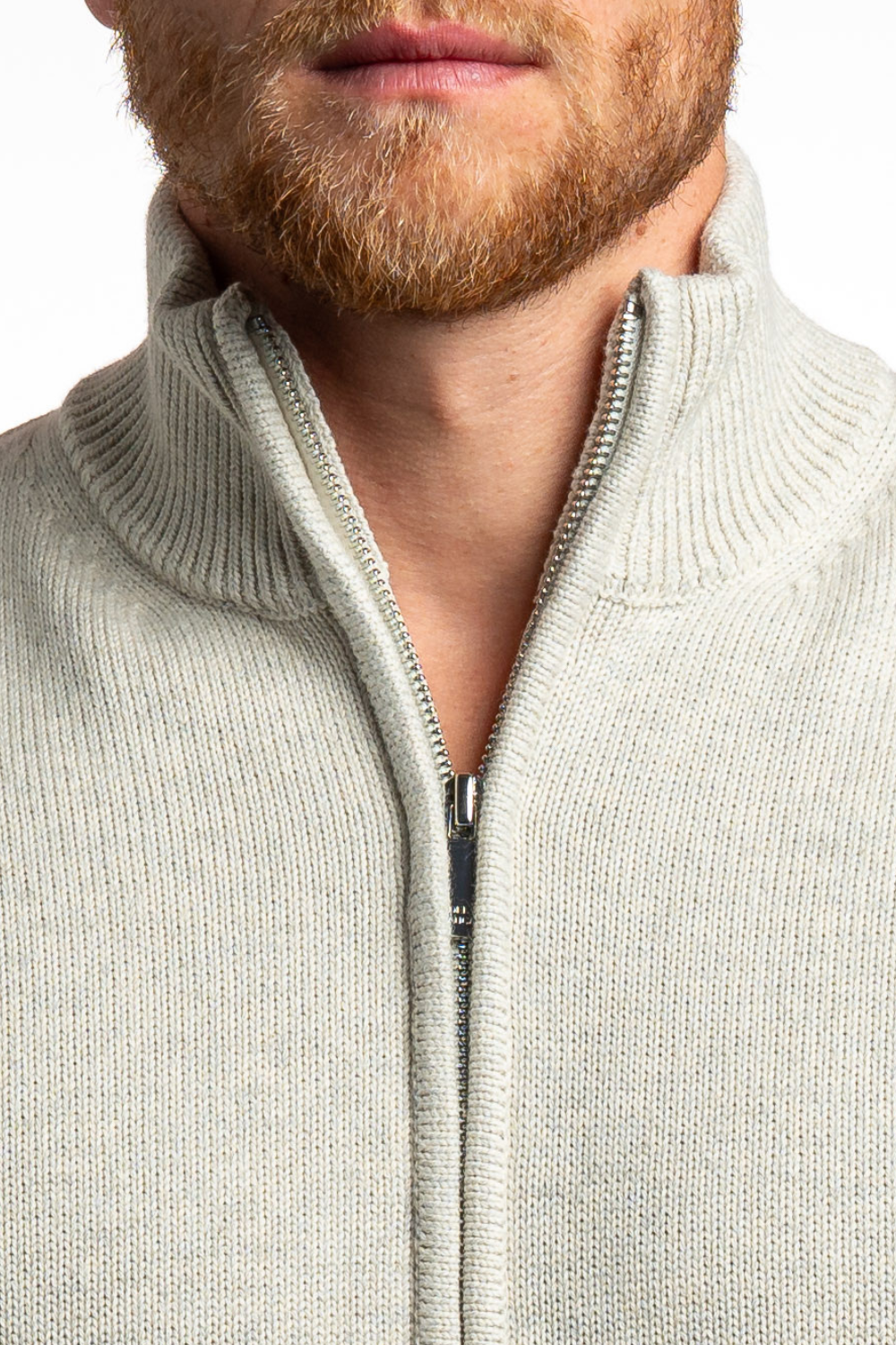 HEATHER GREY FULL ZIP SWEATER