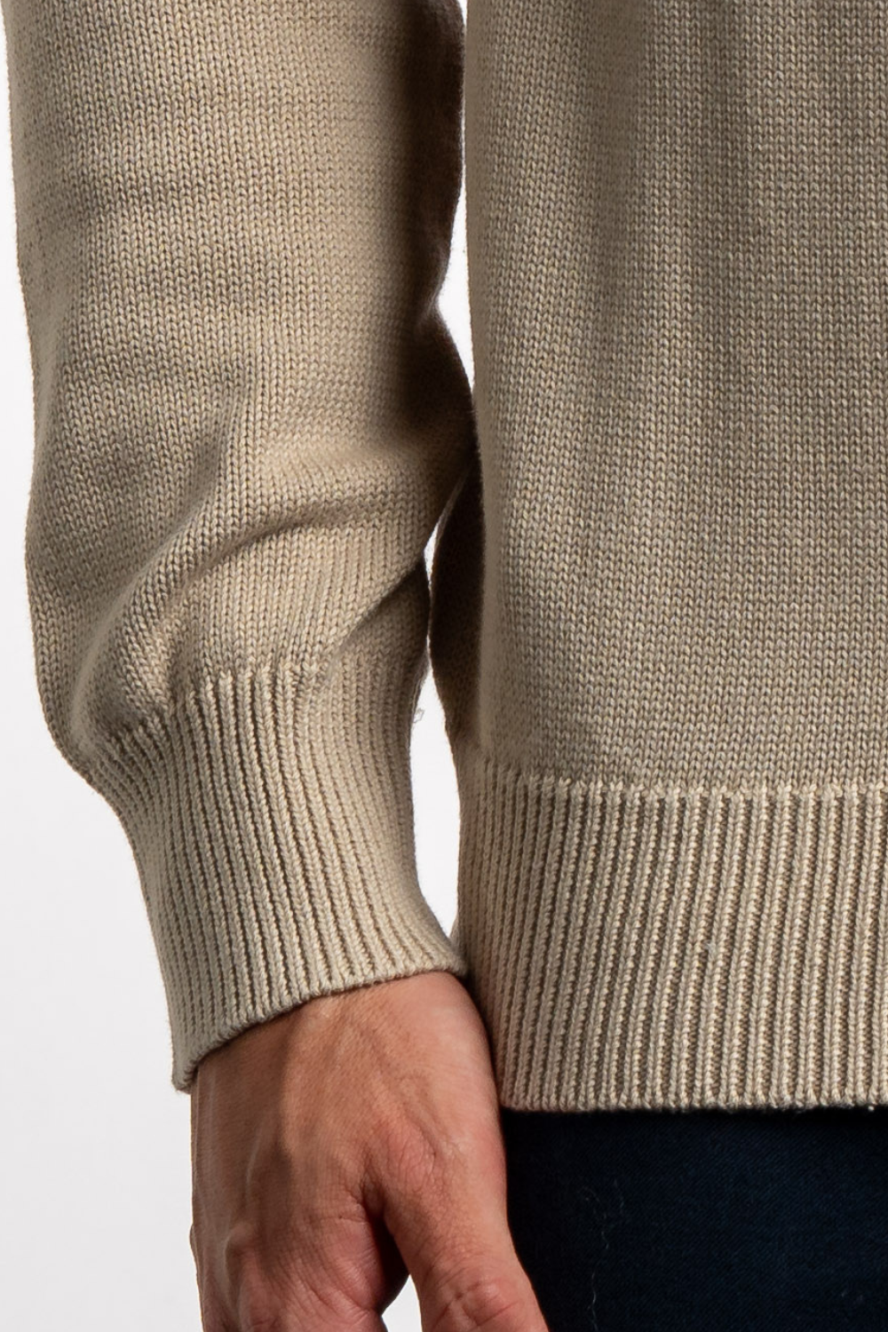 BEIGE FULL ZIP SWEATER