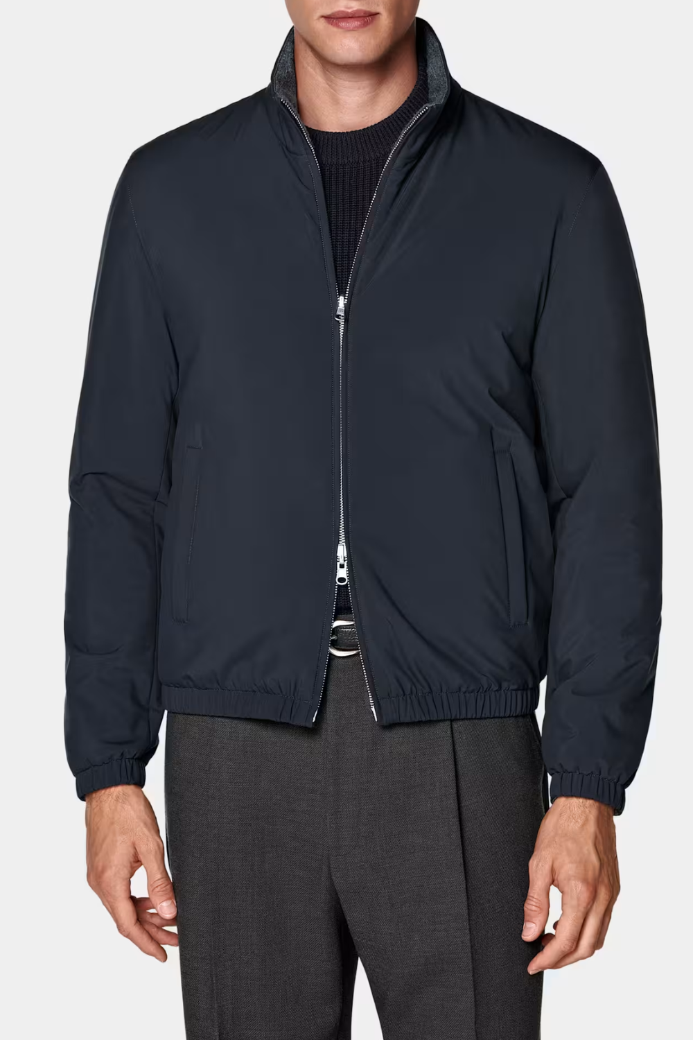NAVY REVERSIBLE BOMBER JACKET