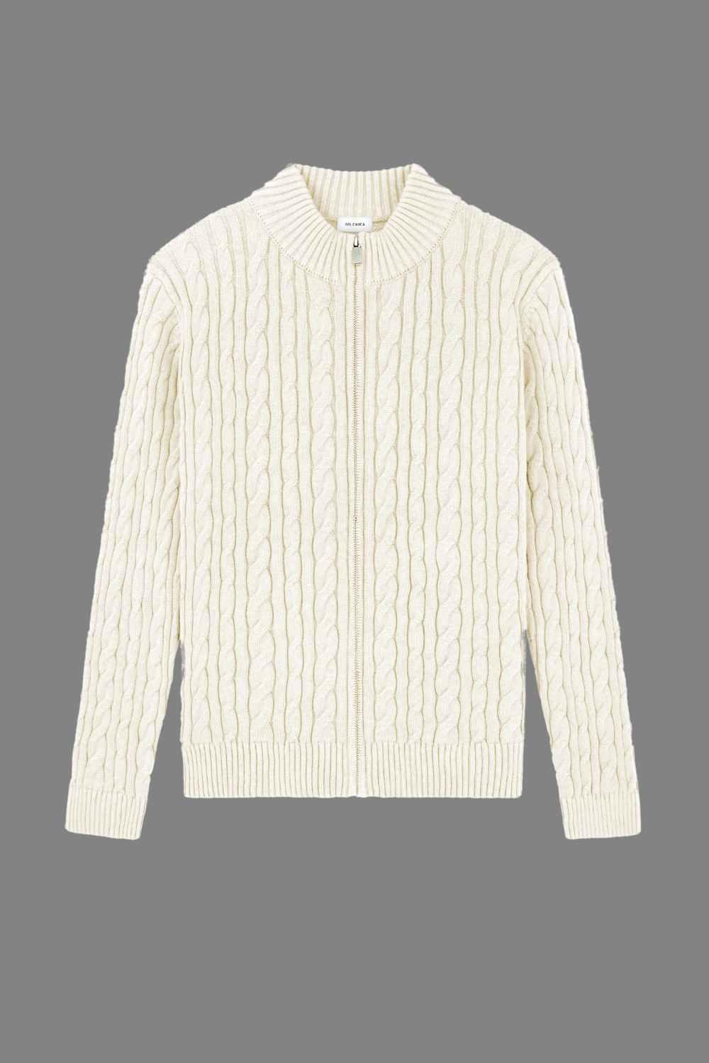 IVORY CASHMERE CABLE KNIT FULL ZIP