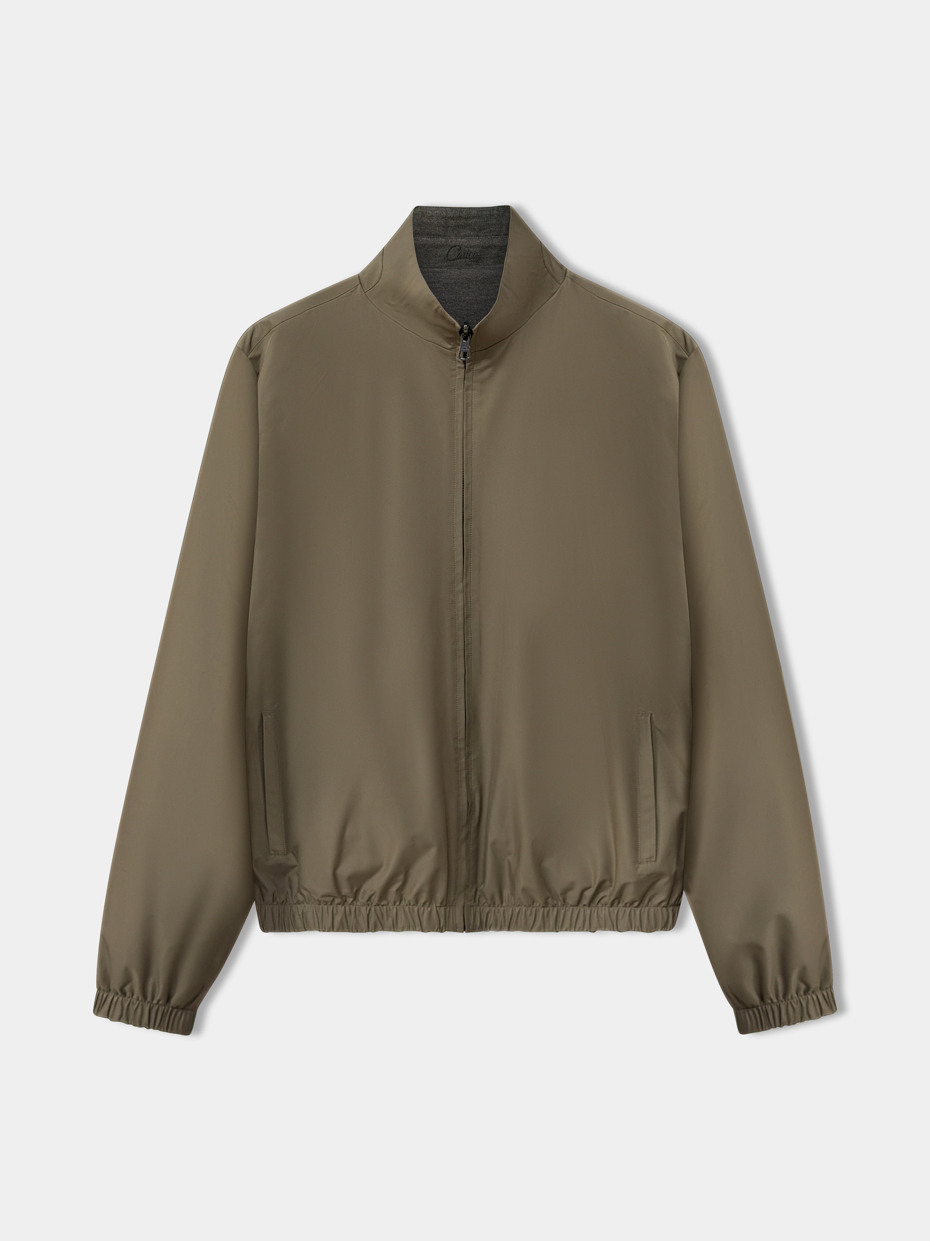 Light Taupe Reversible Bomber Jacket