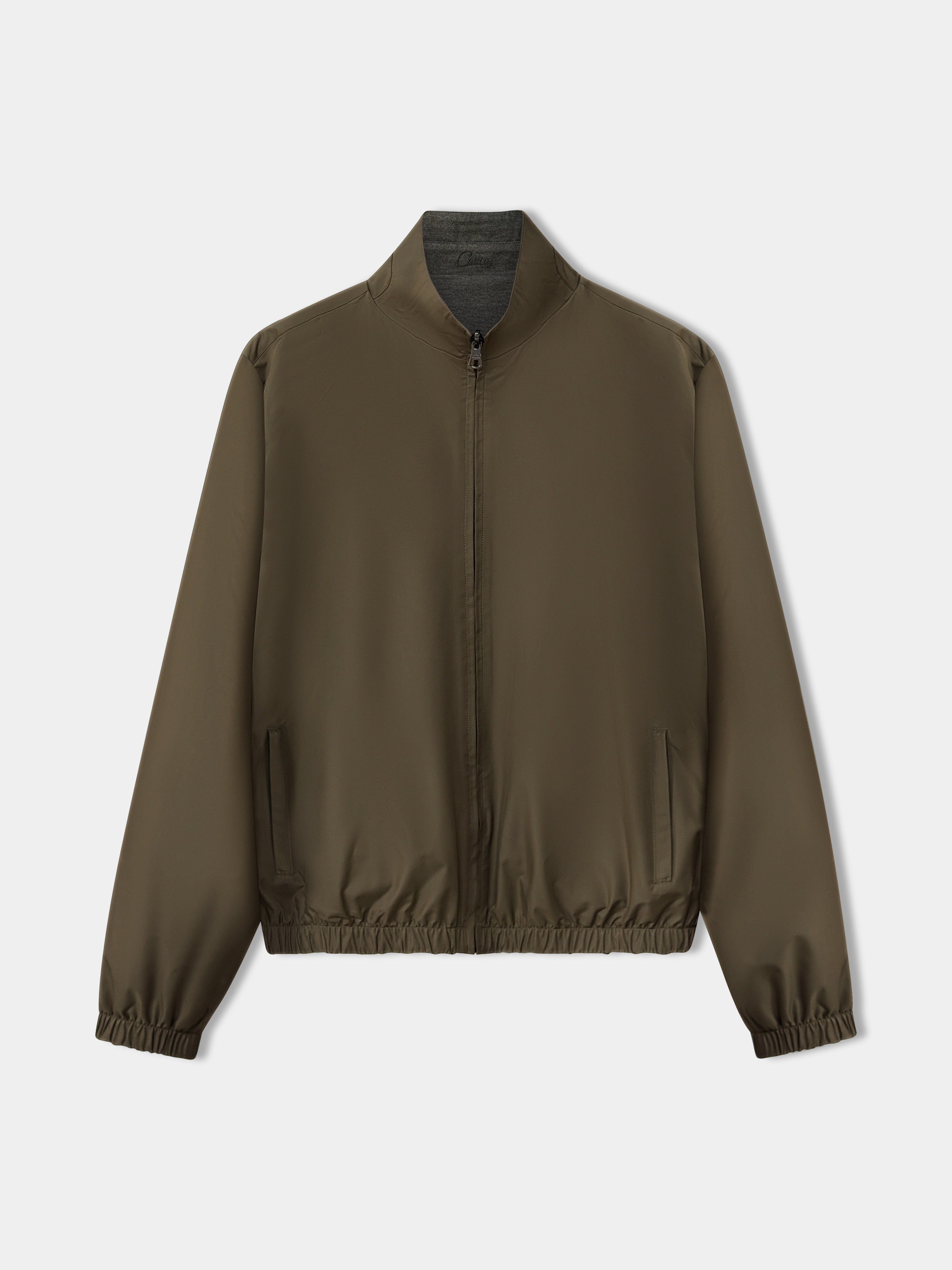 Deep Taupe Reversible Bomber Jacket