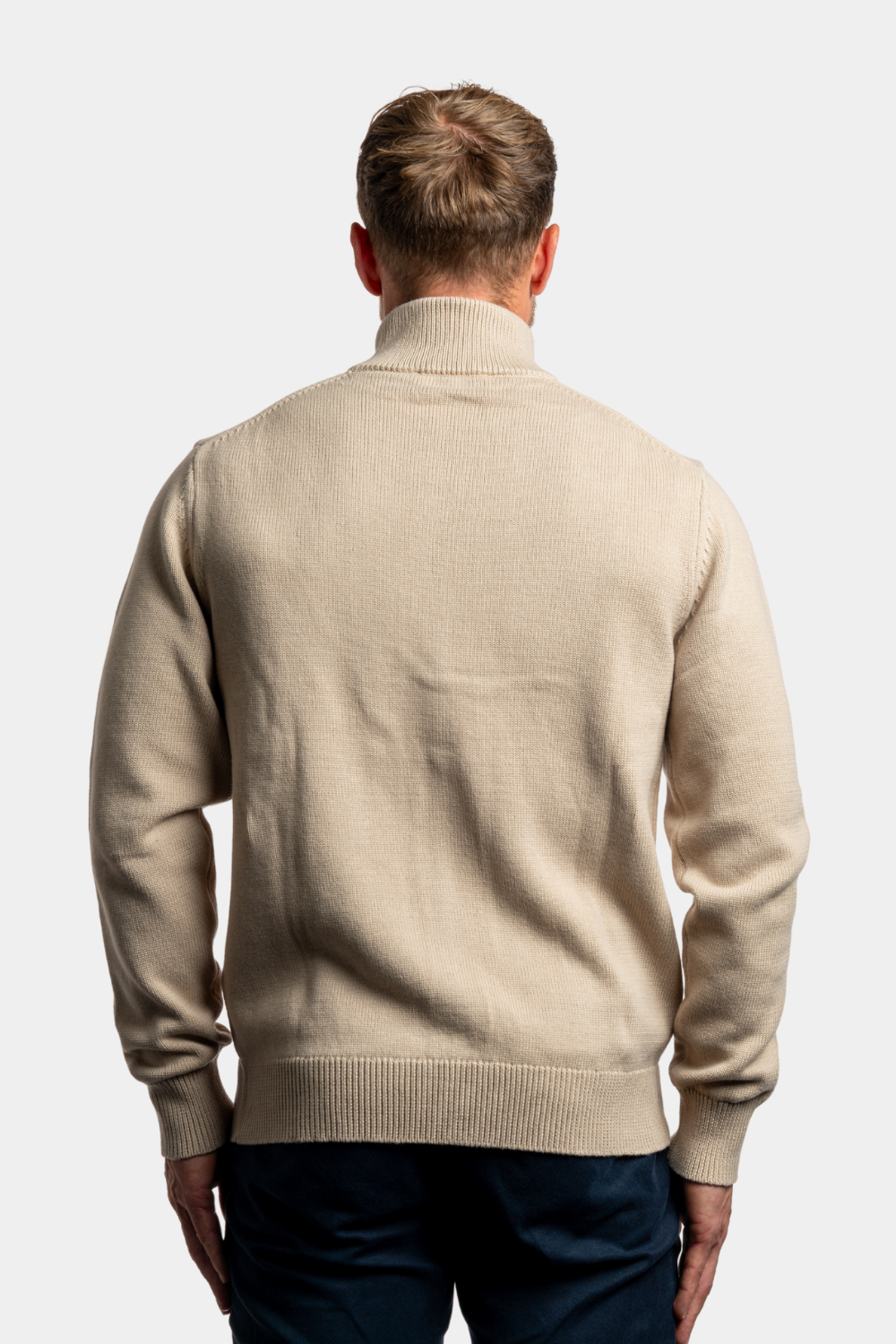 BEIGE FULL ZIP SWEATER