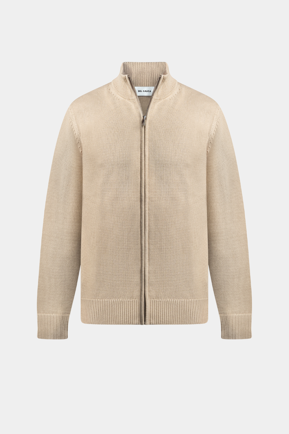 BEIGE FULL ZIP SWEATER