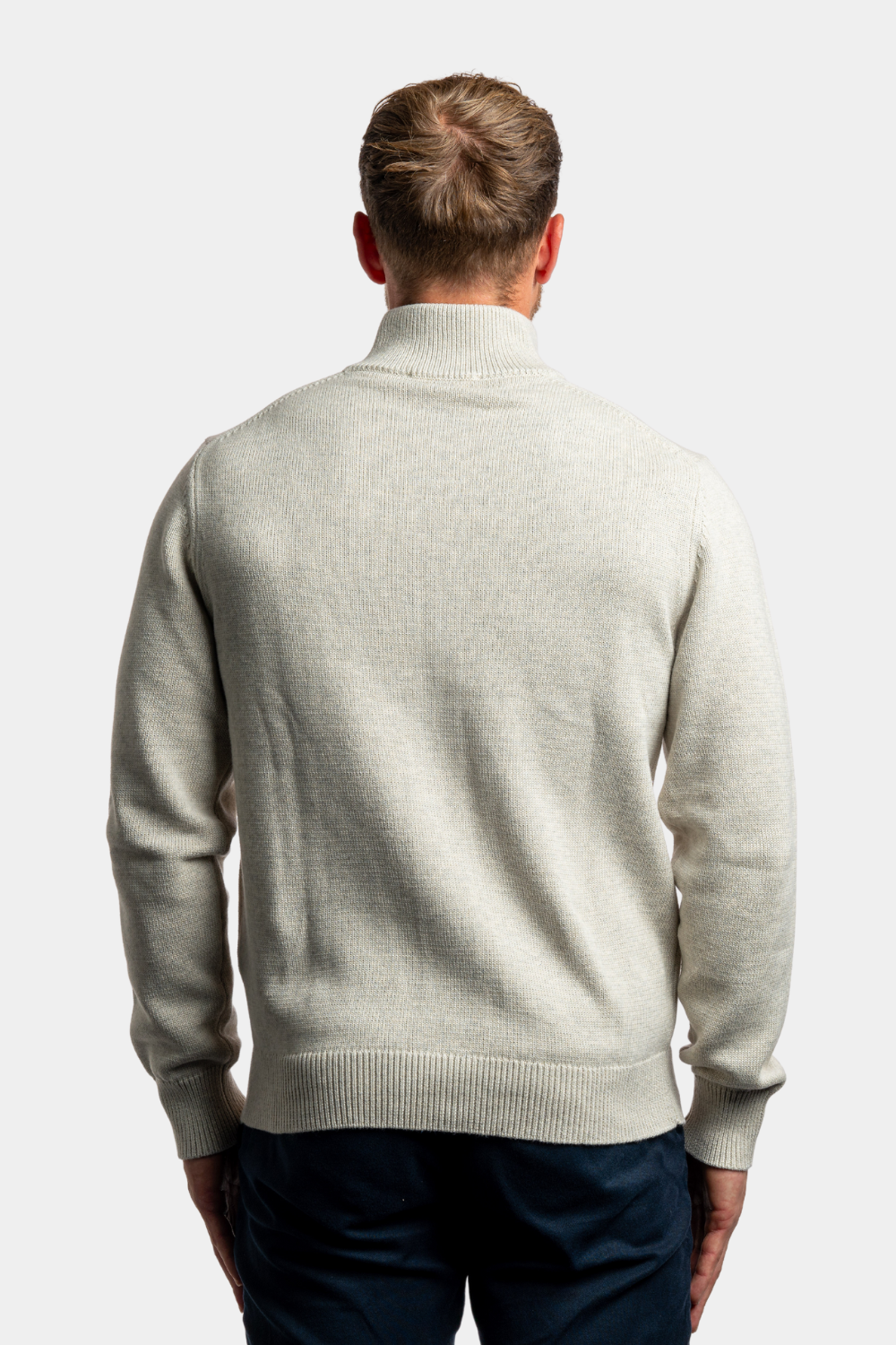 HEATHER GREY FULL ZIP SWEATER