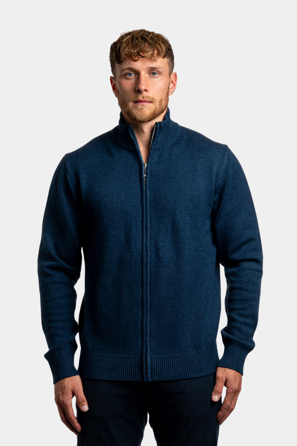 NAVY BLUE FULL ZIP SWEATER