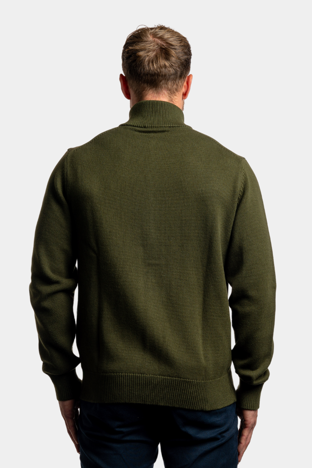 OLIVE GREEN FULL ZIP SWEATER