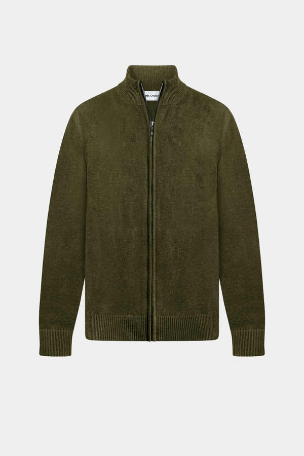 Green Collared Quarter Zipper Oversized Sweater
