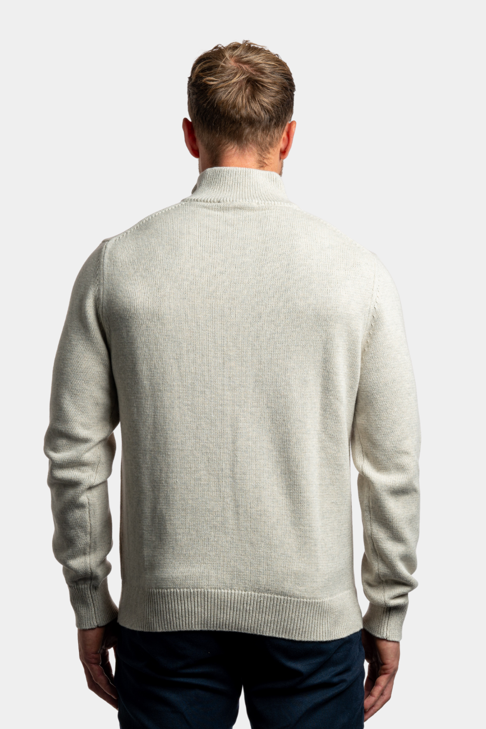 HEATHER GREY QUARTER ZIP SWEATER