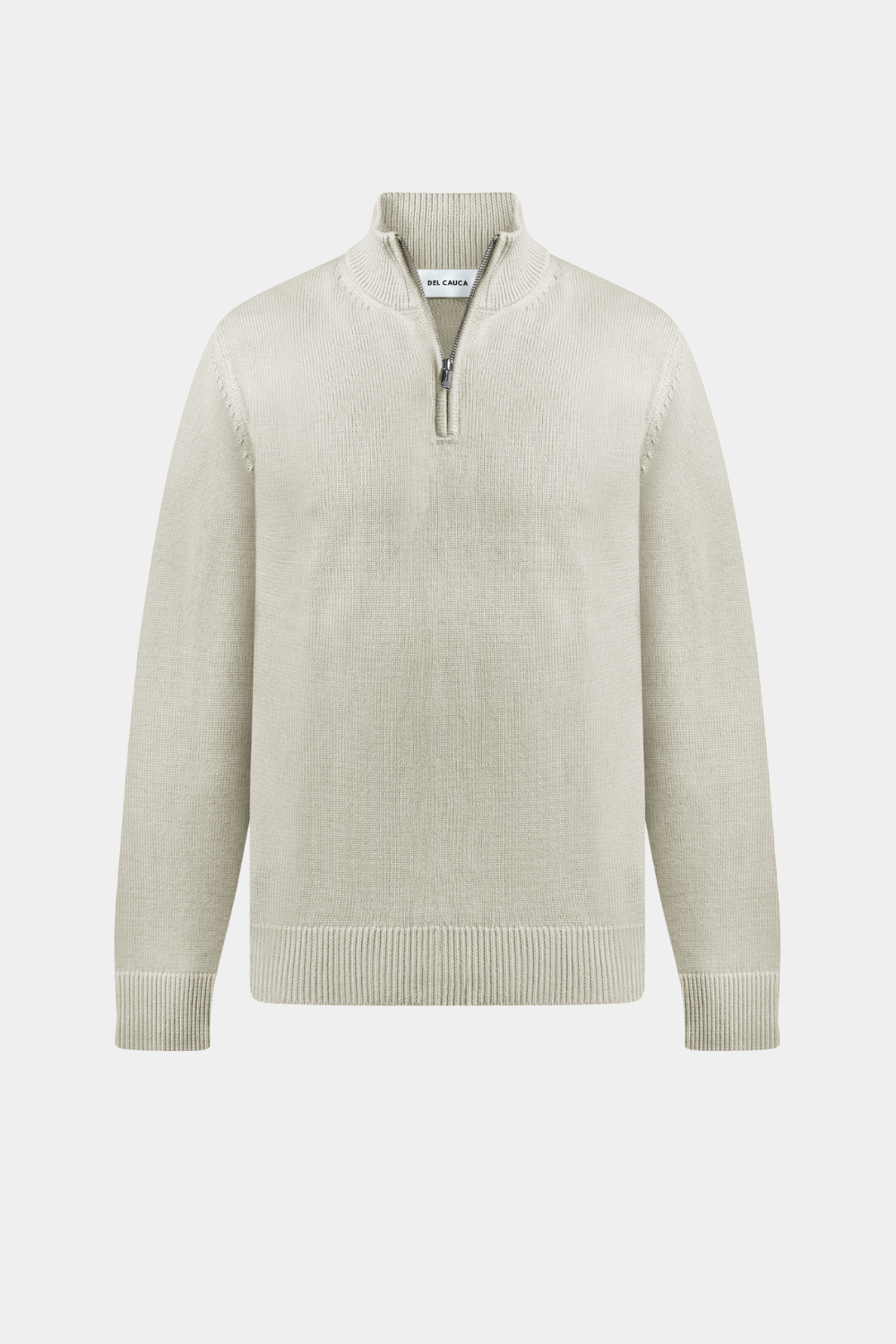 HEATHER GREY QUARTER ZIP SWEATER