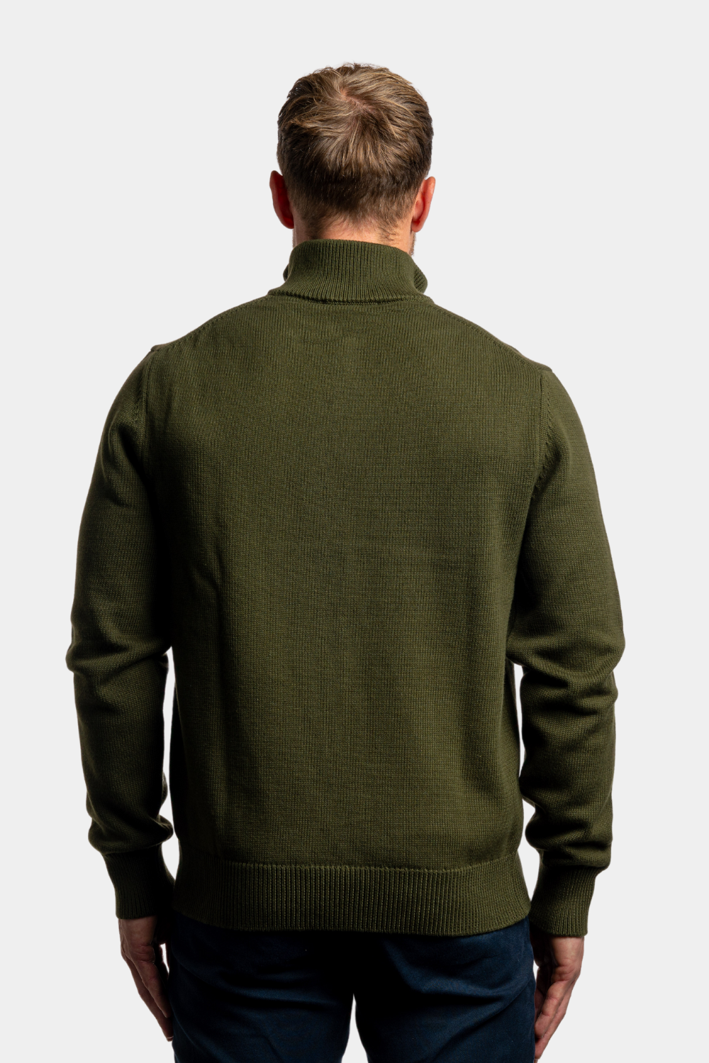 OLIVE GREEN QUARTER ZIP SWEATER