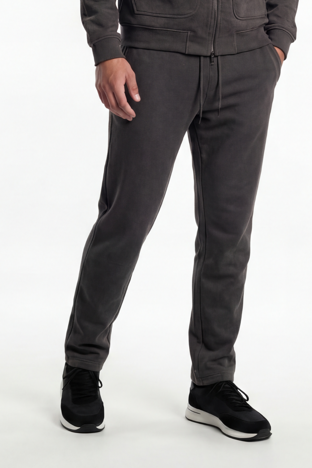 DARK GREY WOOL TRACK PANTS