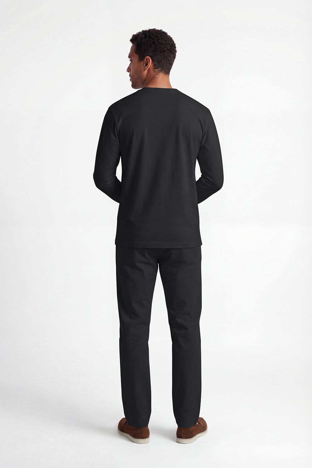 Black Cotton-Silk Longsleeve T-shirt