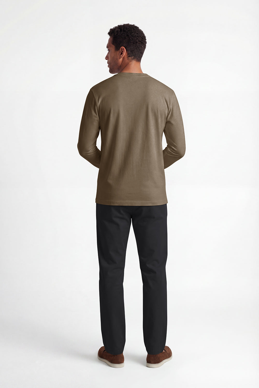 Mocha Cotton-Silk Longsleeve T-shirt